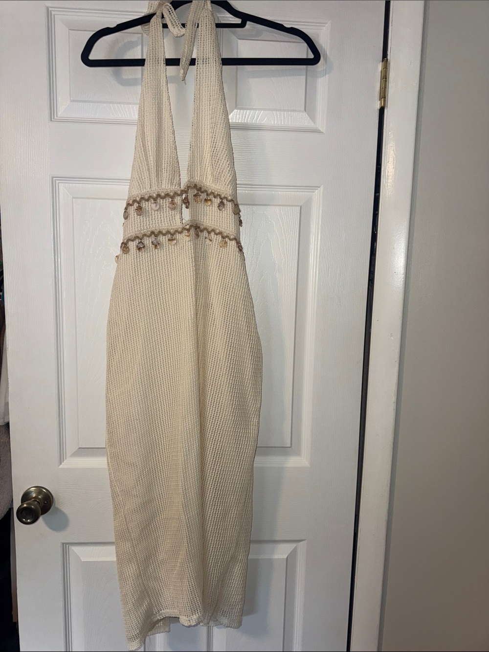 12th Tribe Cream Knit Halter Dress